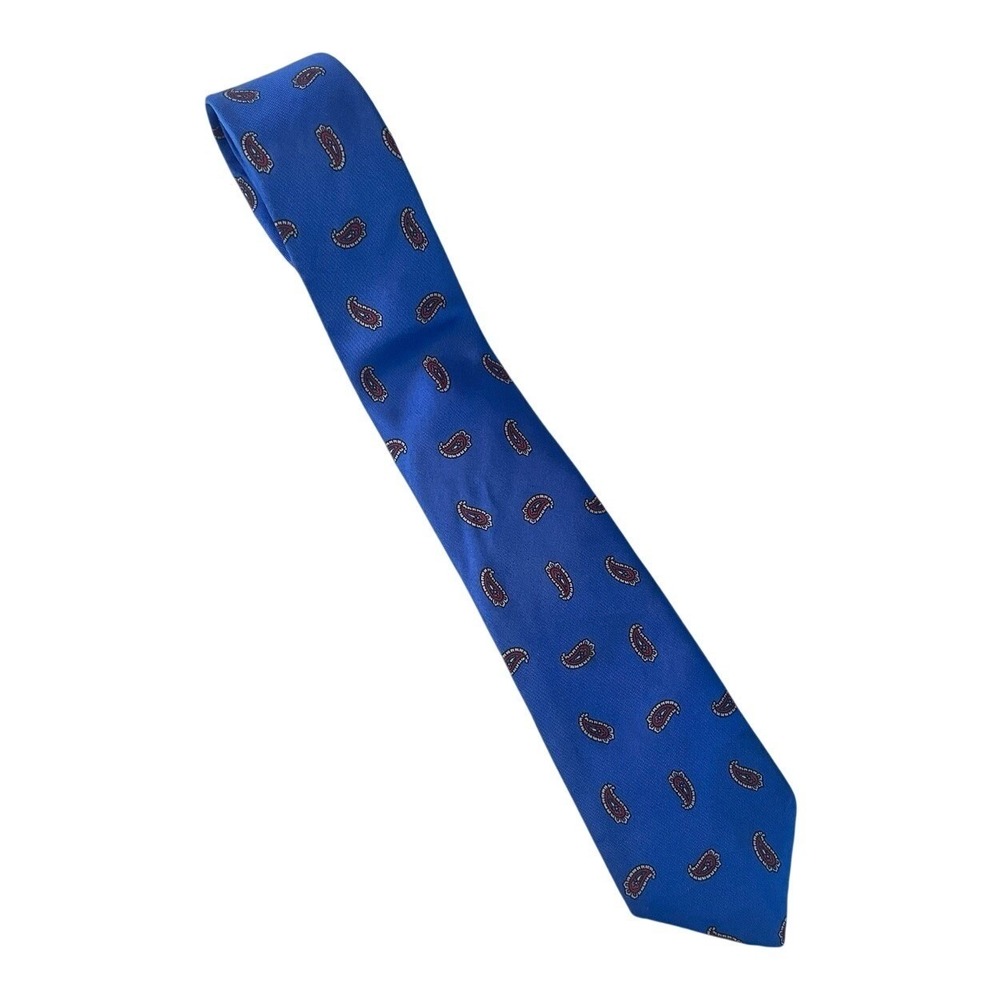 Trussardi Paisley Silk Tie Men Blue Red Regular Width Italian Designer Accessory